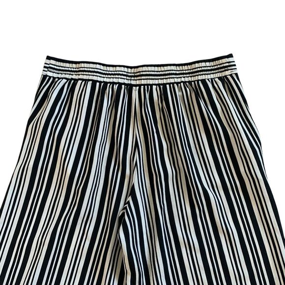Max Studio Pants Women's Pull On XL Cropped Striped Wide Leg Pockets Black White - Picture 3 of 11